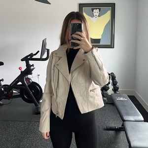 Light Pink Cream Diesel Leather Moto Jacket Small